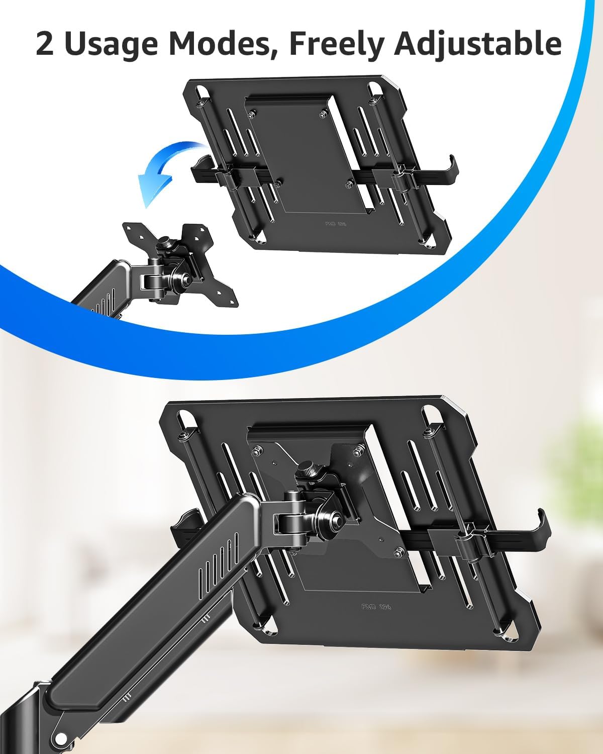 MOUNTUP Laptop Stand for Desk, 2-in-1 Monitor Mount with Laptop Tray Holds 2.2-22lbs, Adjustable Laptops Arm Mount for Max 17" Notebook & 32" Monitor, Laptops Desk Arm with Clamp/Grommet