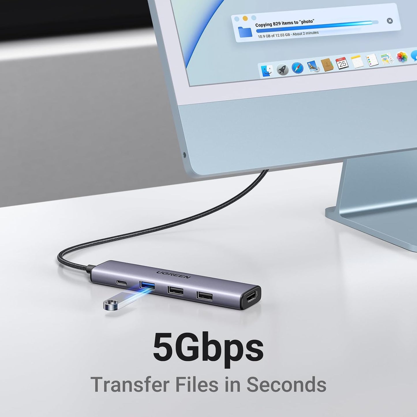 UGREEN USB C Hub 5 in 1 Multiport USB Adapter 4K HDMI, 100W Power Delivery | 3 USB-A Data Ports, USB C Dongle,compatible with MacBook Pro/Air M5/M4/M3/M2/M1, iPad Pro, iMac, iPhone 17 Pro/Pro Max