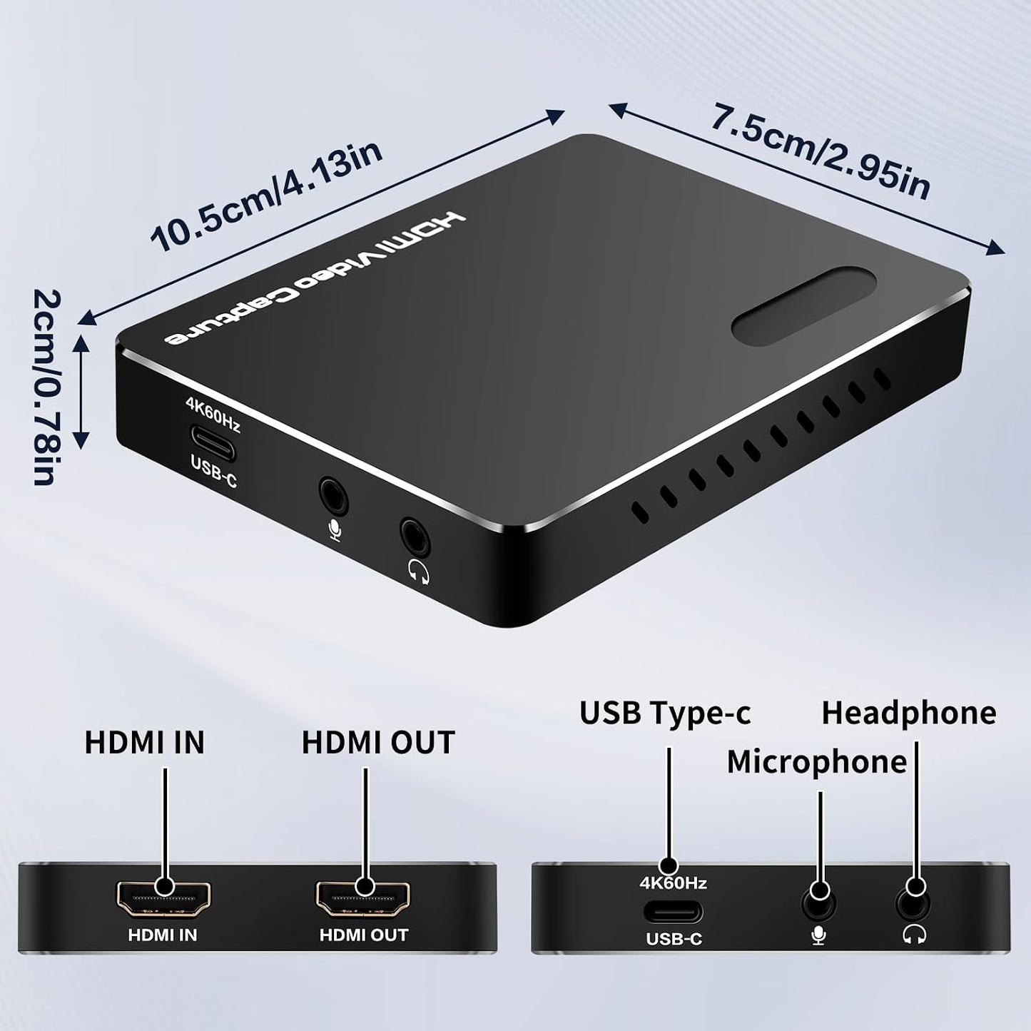 ACHAVE Hdmi Capture Card USB 3.1, 4K60 HDMI2.0 Video Capture Card with VRR HDR, 2K144FPS 1080P240FPS, MJPEG/YUY2/NV12/I420/XRGB/P010,Ultra-Low Latency HDMI to USB-C,Capture Card for Streaming