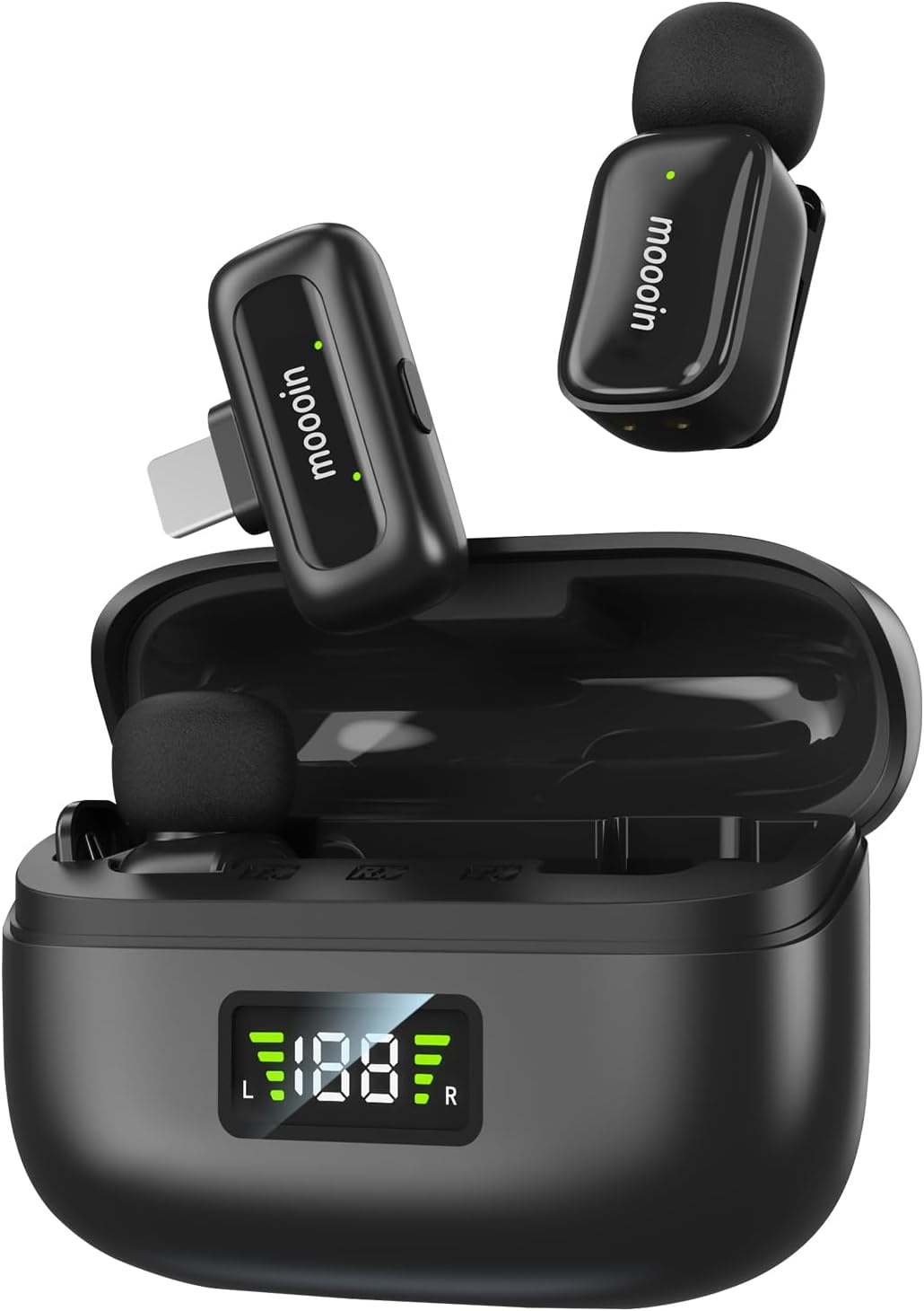 Wireless Mini Microphone for iPhone/Android:Lapel Microphone for Video Recording,Plug and Play,Live Streaming and Podcasting-Textured Black