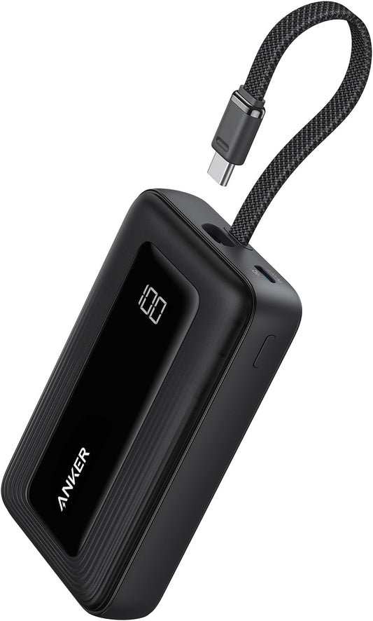 Anker Power Bank,10,000mAh 30W with USB-C Travel Essential Portable Charger | 30W Portable Charger with USB-C Input and Output for iPhone 17 / 16, Galaxy, and More (Black)