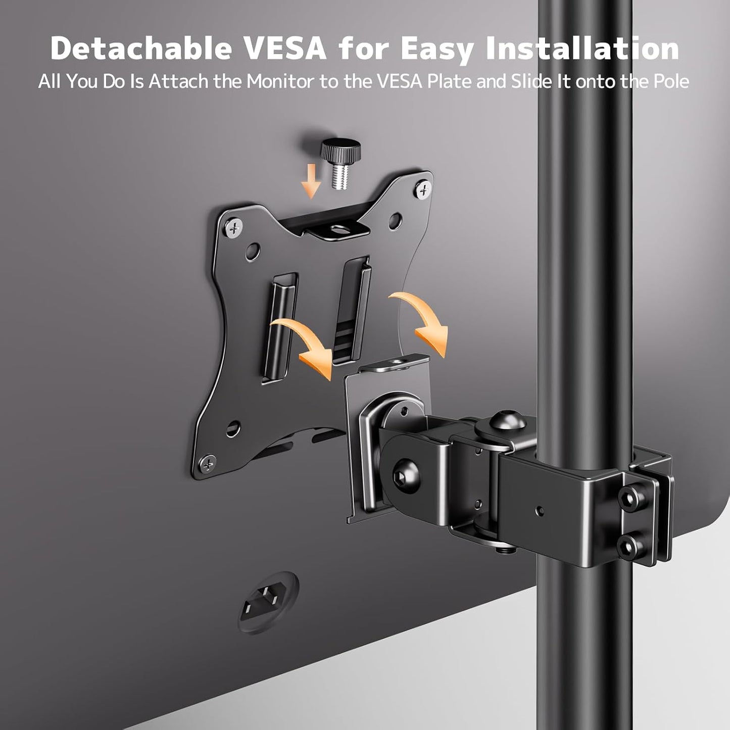 PUTORSEN Universal VESA Pole Mount for 17”- 32” Screens,Holds to 22Lbs, Adjustable Monitor Mount with 75x75/100x100 VESA Plate, Tilt/Swivel/Rotation,Fits 1.377 Inch Diameter Pole,Black