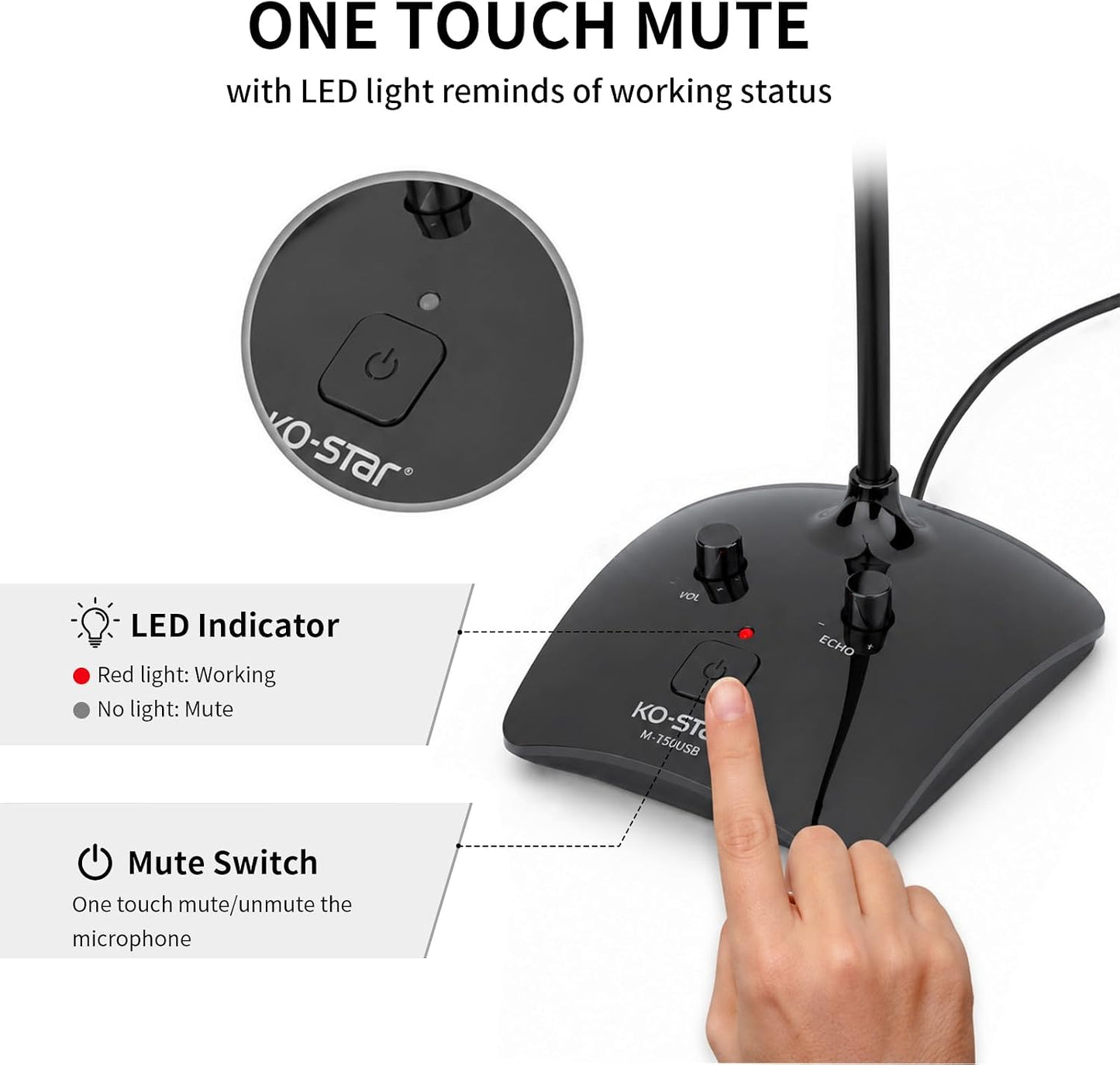 USB Gooseneck Conference Microphone, Flexible 360° Omnidirectional Desktop Mic with Noise-Canceling, Mute Button & Volume Control, Plug & Play for Meeting, Streaming, Podcast, PC/Mac/Laptop