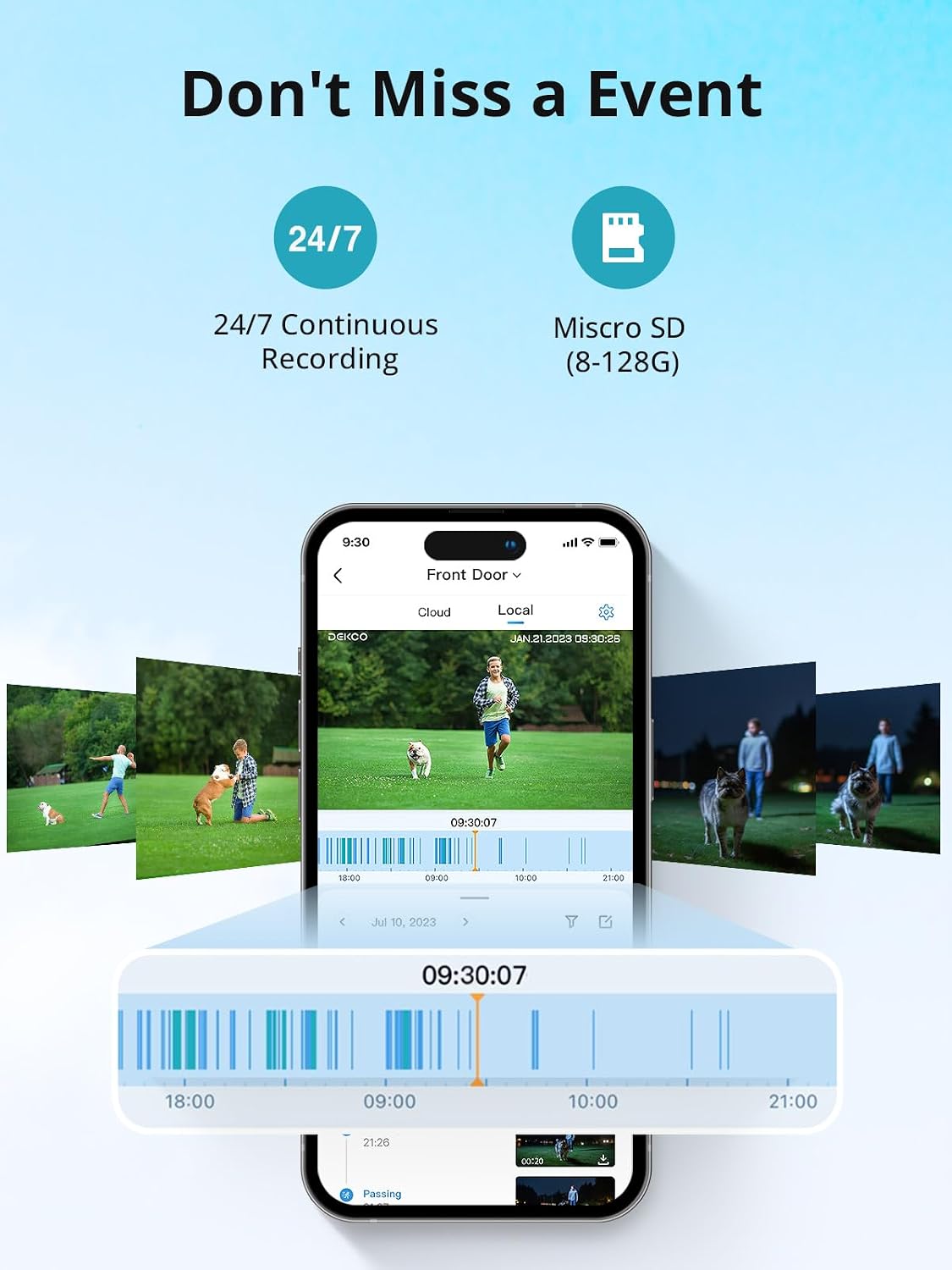 DEKCO 2K Outdoor Security Cameras, Wired WiFi, 2 Pack | Color night vision, 24/7 recording, 2.4GHz WiFi, pan rotation for front door, driveway, garage, and yard