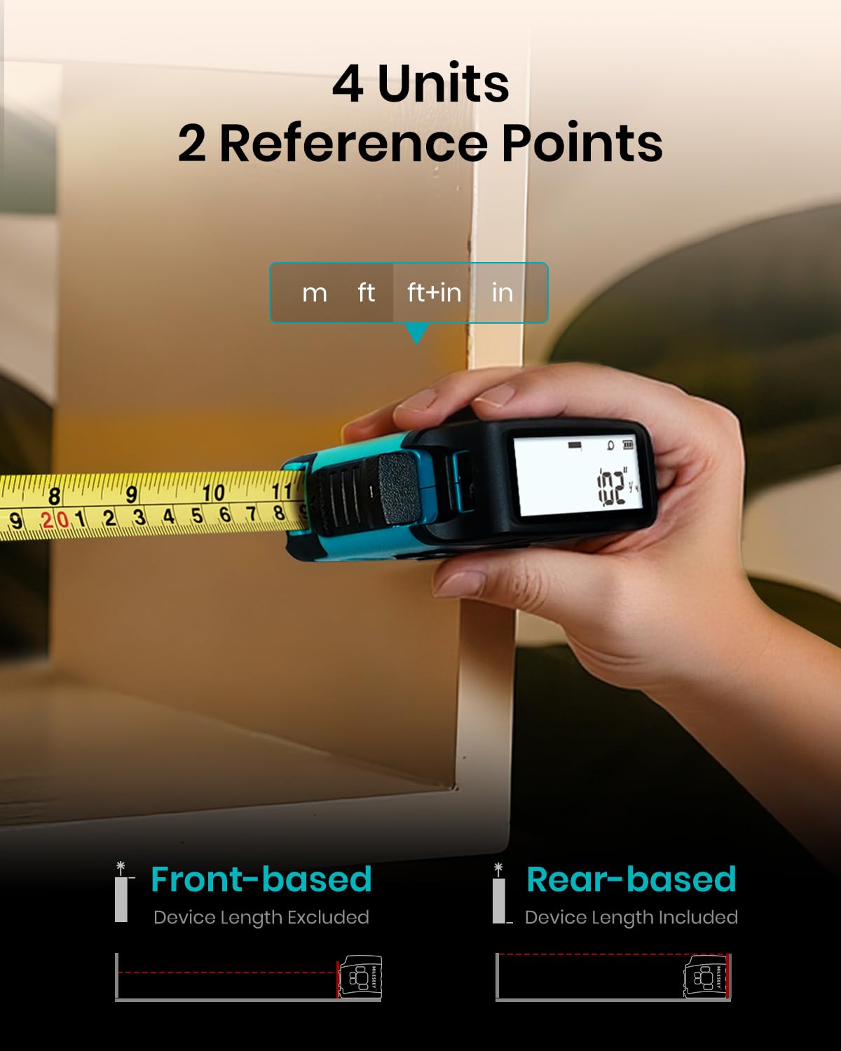 MILESEEY DT20 3-in-1 Digital Laser Tape Measure, 131ft Laser & 16ft Tape | Real-Time Digital Tape Readout, Distance/Area/Volume/ Pythagorean/Midpoint, Rechargeable, Measuring Tape for Pro & DIY Use