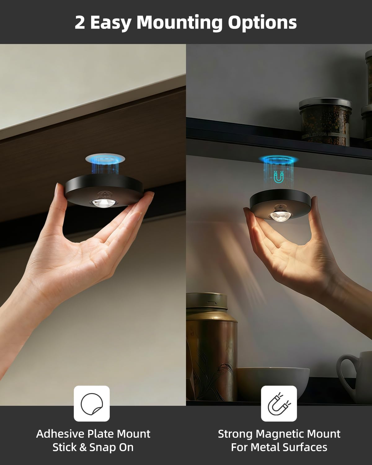 Rechargeable RGB Puck Lights with Remote Control, 1500mAh Battery Operated Push Lights, Dimmable &amp; Timer Under Cabinet Lighting for Closet, Bedroom, Kitchen Black 6Pcs
