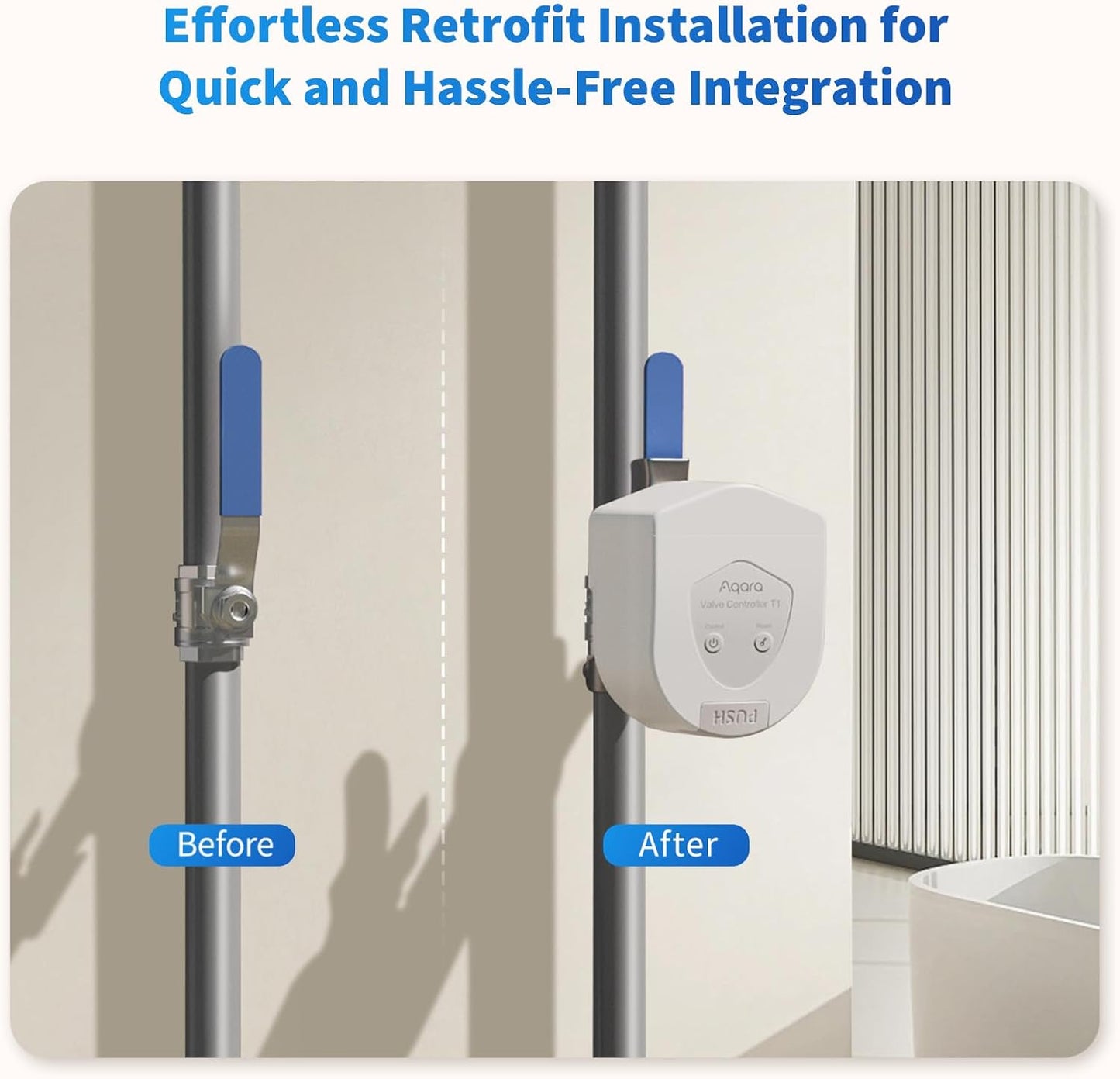 Aqara Smart Valve Controller T1,Matter Over Bridge, Zigbee 3.0 Hub Required | Combined with Water Leak Detectors for Home, Supports App Remote Control Shutoff, Supports HomeKit, Alexa, Google