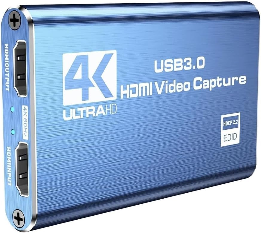4K HDMI to USB3.0 Capture Card,1080P 60FPS, Audio Video Capture Card for Game Capture Card Nintendo Switch Streaming Work with PS4/PS5/PC/OBS/Camera/Xbox (Black)
