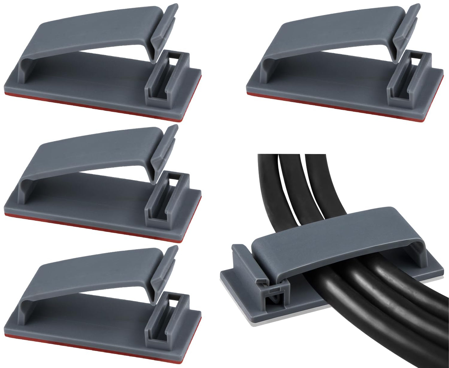 SOULWIT 50Pcs Self Adhesive Cable Management Clips - Black | for TV PC Ethernet Cable, Wall, under Desk Home Office