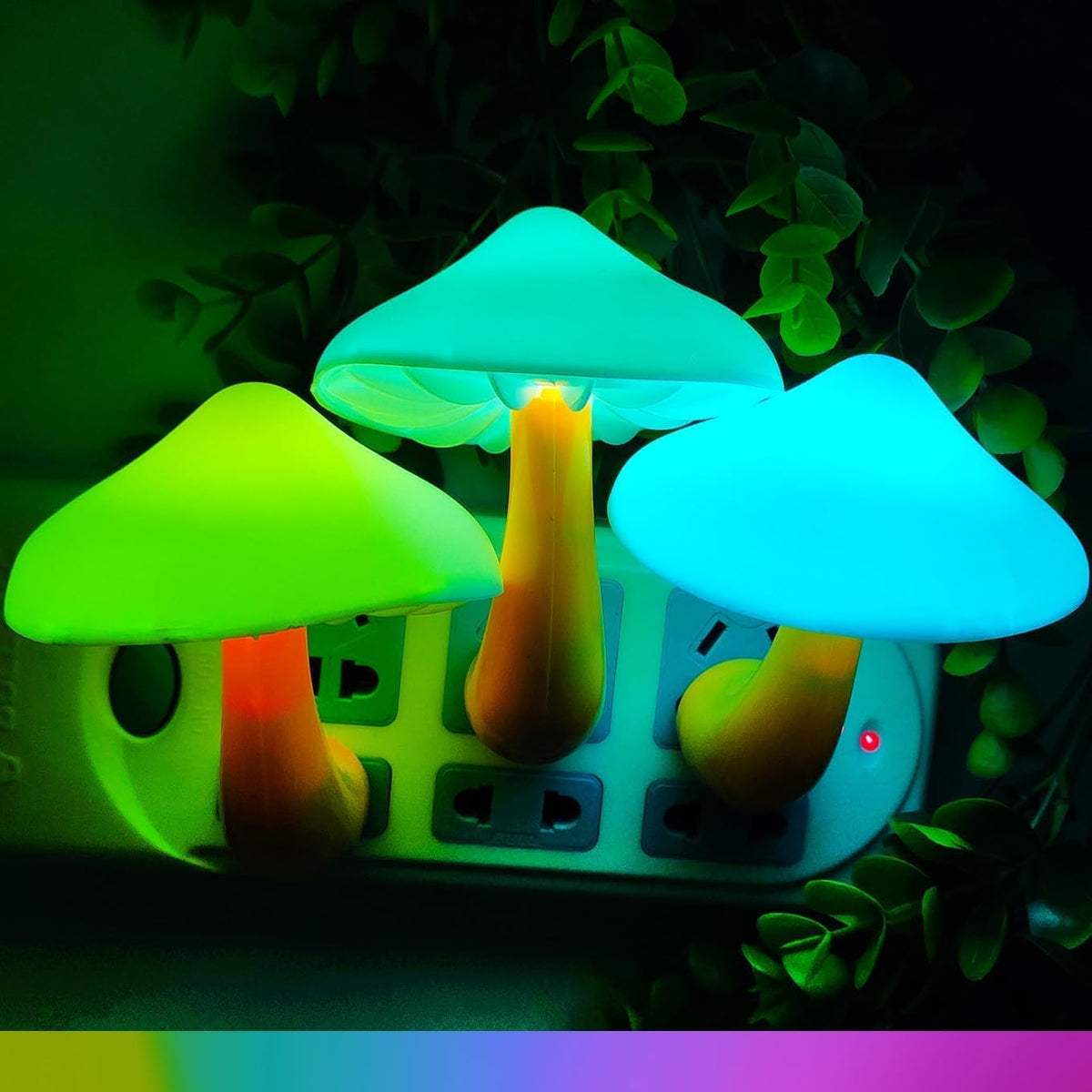 AUSAYE 3 Pack Light Sensor LED Night Light Plug in Lamp 7 Color Changing