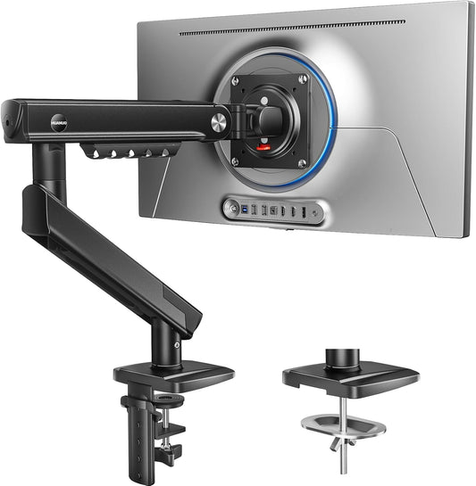 HUANUO FlowLift™ Pro Monitor Arm for 13–32" Screens, MechaSpring Monitor Mount, Fully-Adjustable Monitor Stand with Tilt/Swivel/Rotation, Tool-Free VESA Mount, C-Clamp/Grommet Base, Max Load 19.8 lbs