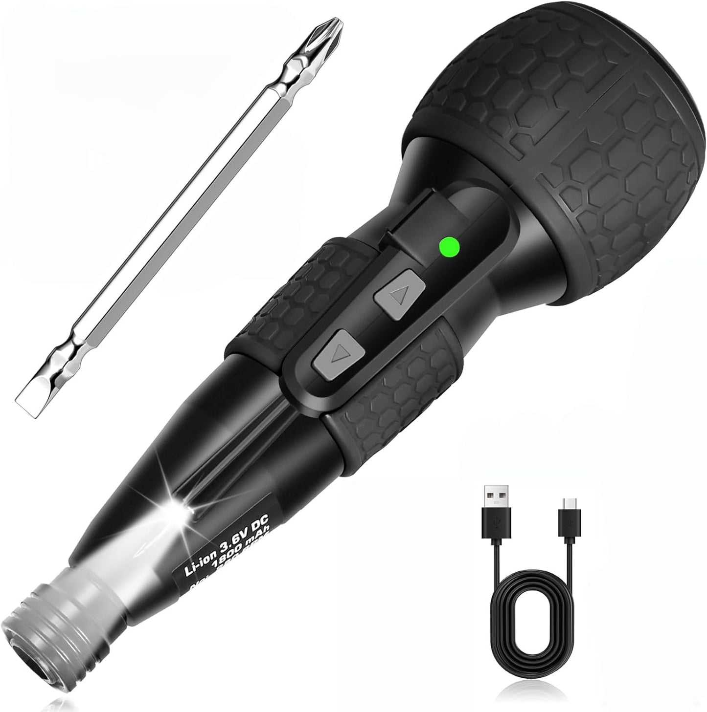 3.6V Cordless Electric Screwdriver - Magnetic 2-in-1(Manual & Automatic) with Forward/Reverse, 1800mAh USB-C Battery, LED Delay Light, Power Screwdrivers Set, Portable Automatic Home Repair Tool Kit