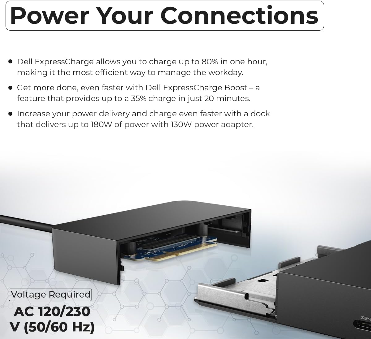 Dell WD19S Docking Station 180W (130W Power Delivery) - Dell Docking Station Dual Monitor, Dock Station with 180W Power Supply + HDMI Cable + DP Cable + USB-C Cable + Microfiber Cloth