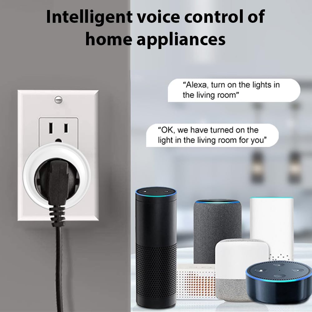 Smart Plugs 4 Packs, WiFi Smart Outlet Compatible with TY App & Voice Control, Remote Control & Timer Schedule Function, 10A Mini Smart Plug for Home Appliances, 2.4GHz WiFi Only