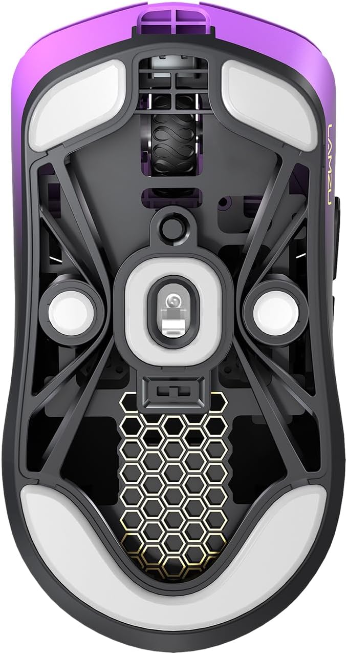 Lamzu Maya Champion Edition Wireless Gaming Mouse, Ultra-Lightweight 45g, Optical Switch, Golden TTC Dust-Proof Encoder, Pixart PAW 3950 IC, 8K Compatible, for Small Hand Users(Purple Shadow)