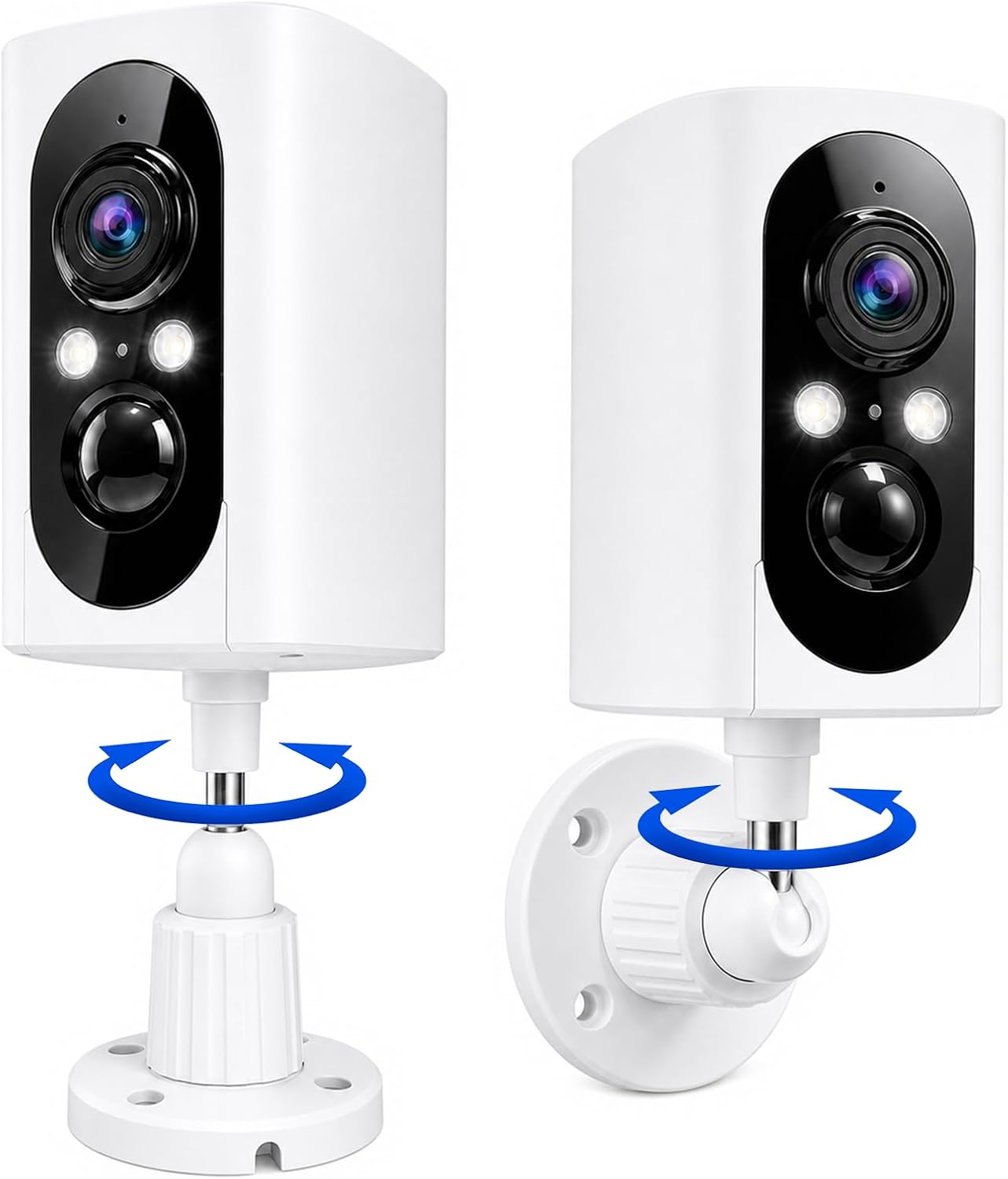 2K Security Cameras Wireless Outdoor, 355° Pan Rotate, Battery Powered, Color Night Vision WiFi Cameras, AI Motion Detection, Cloud/SD Storage, IP65, Alert & Alarm, Cameras for Home Security, 2 Pack
