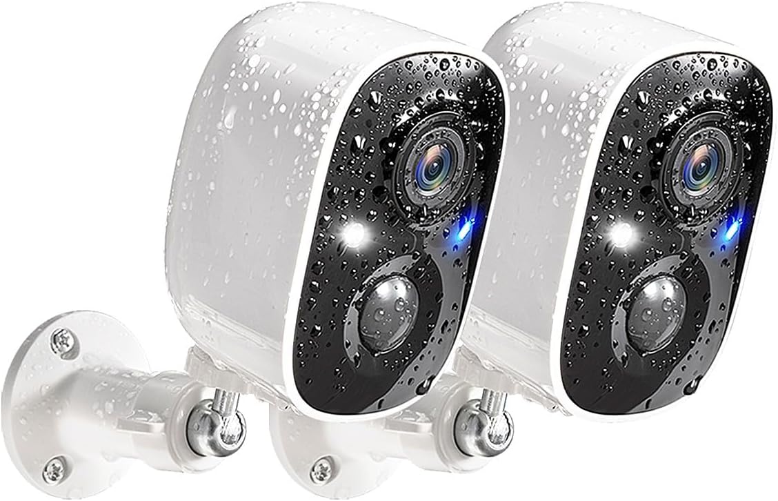 GMK 2 Pack Security Cameras Wireless Outdoor, 2K Video, Motion Detection | Color Night Vision, 3-Minute Setup, 2-Way Talk, IP65 Waterproof, for Indoor&amp;Outdoor, VicoHome, 2.4GHz WiFi, SD/Cloud Storage
