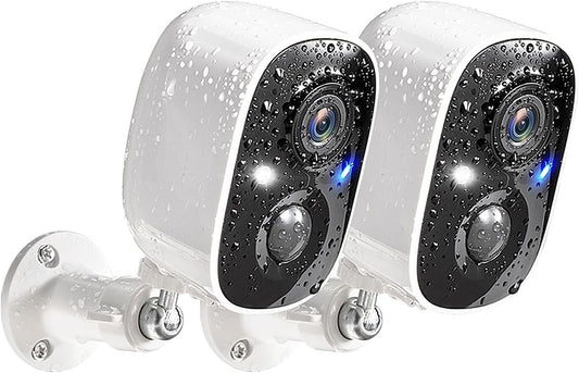 GMK 2 Pack Security Cameras Wireless Outdoor, 2K Video, Motion Detection | Color Night Vision, 3-Minute Setup, 2-Way Talk, IP65 Waterproof, for Indoor&amp;Outdoor, VicoHome, 2.4GHz WiFi, SD/Cloud Storage