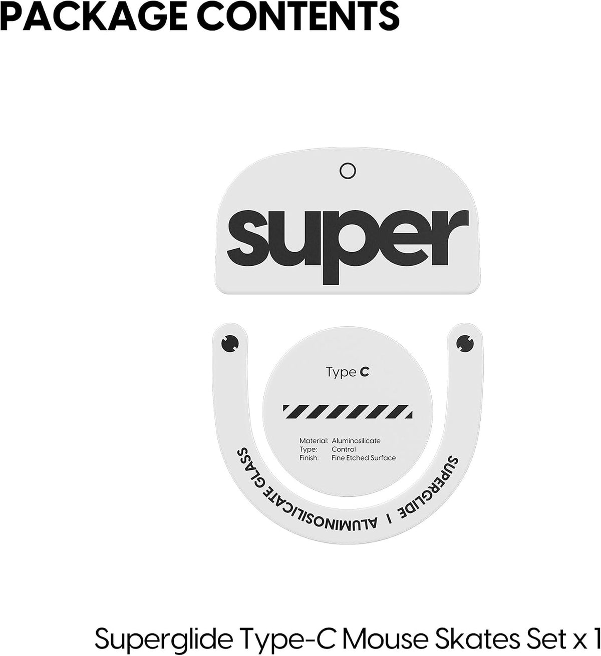 Superglide Glass Mouse Skates for Logitech G Pro X Superlight 2 - Ultra Smooth Glide, Durable Glass Mouse Feet (Type-C, White)