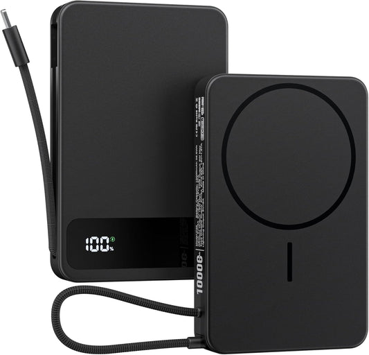 Magnetic Power Bank, 10,000mAh Wireless Portable Charger for Mag-Safe 15W Fast Charging, Battery Pack with USB-C Cable 20W in/Out for iPhone 17e/Air/17/16/15/14/13/12/Plus/Pro/Pro Max, AirPods & More