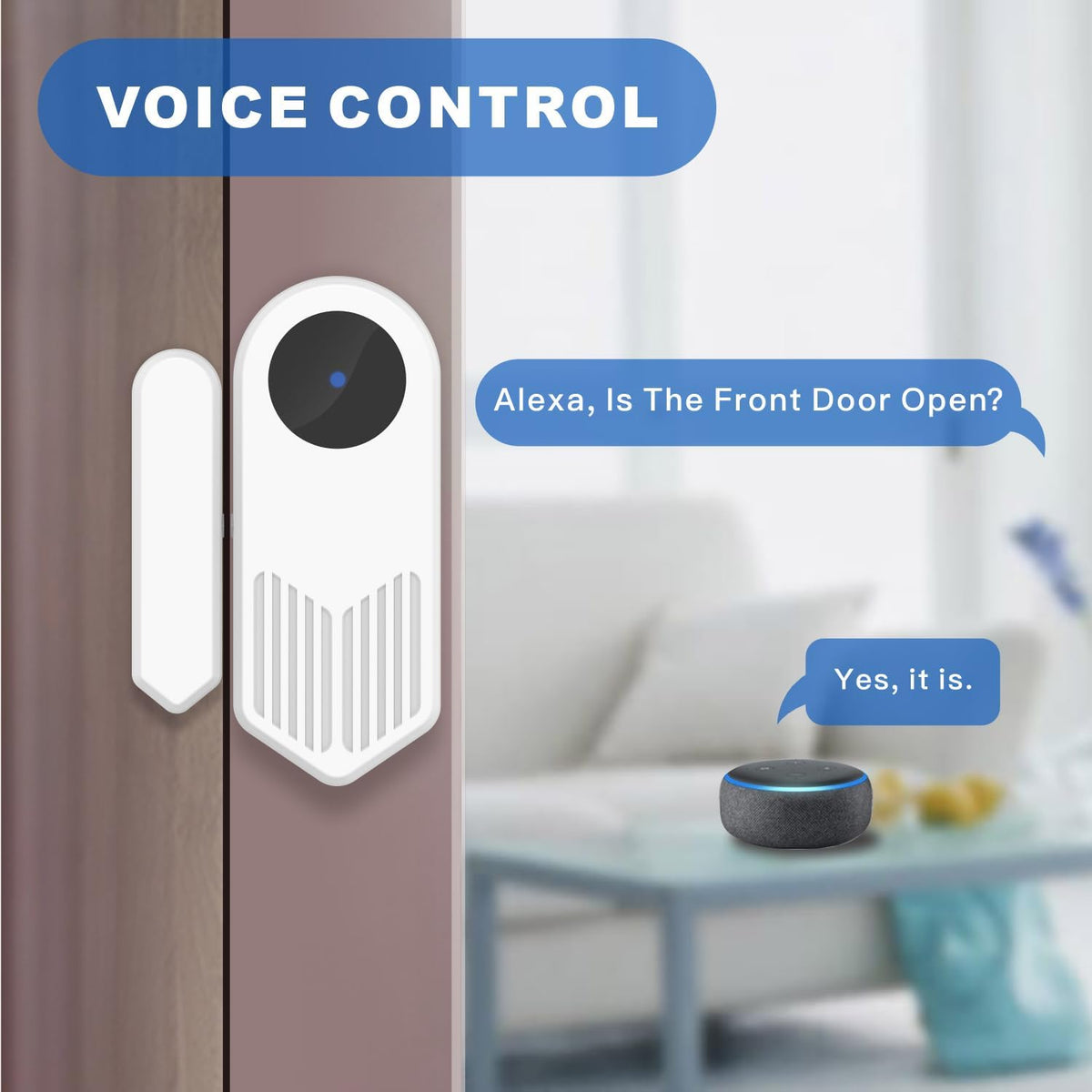 UHPPOTE 2.4GHz WiFi Wireless Smart Door Contact Sensor Window Open Detector | Tuya App Notification, No Hub Required, Compatible with Alexa Google Assistant (1 Pack)