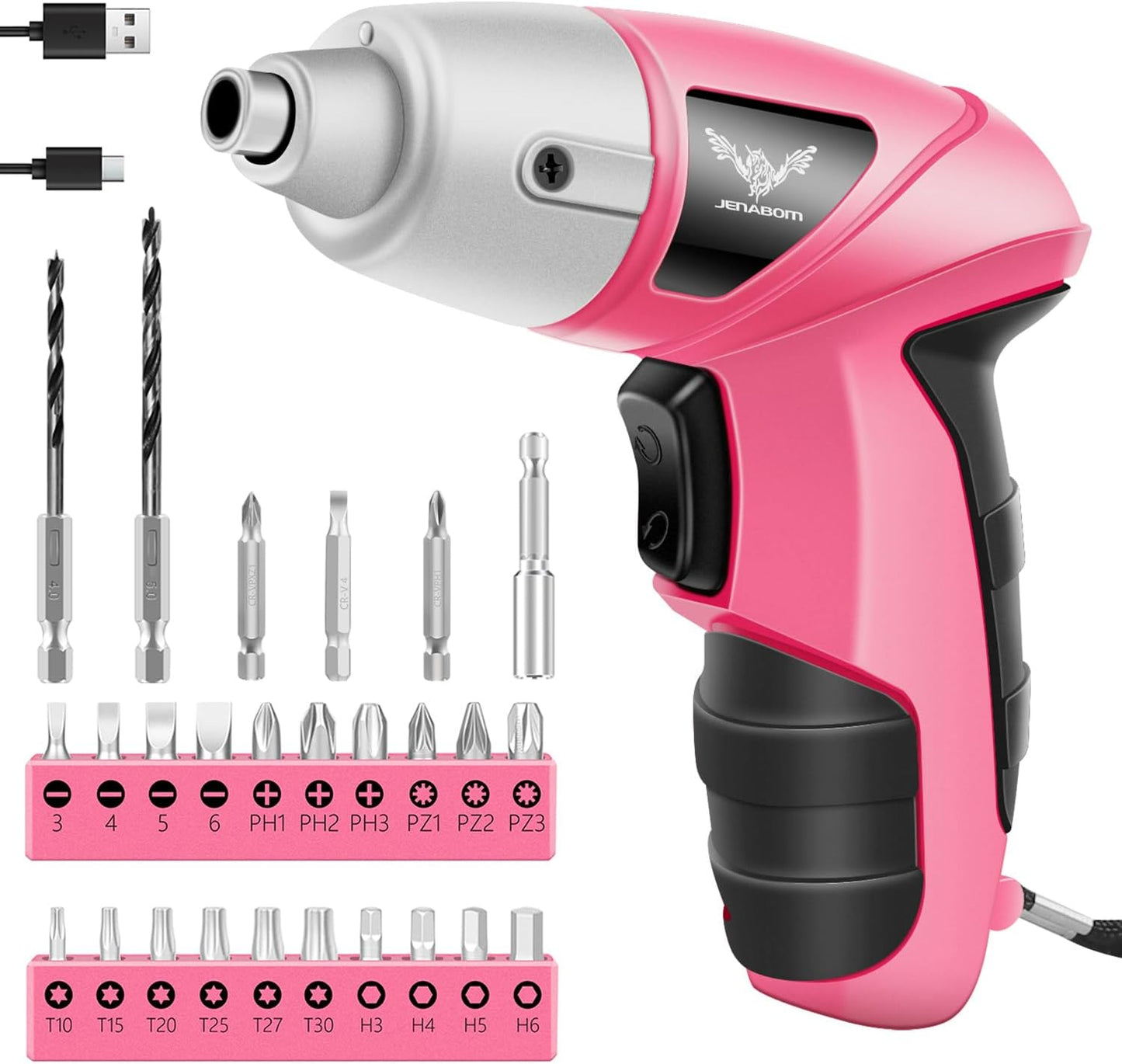 3.6V Electric Cordless Screwdriver, Mini Drill Set, Pink | Rechargeable Power Screwdriver with 26pcs Driver Bit, Ideal for Small Projects, Home DIY&Women