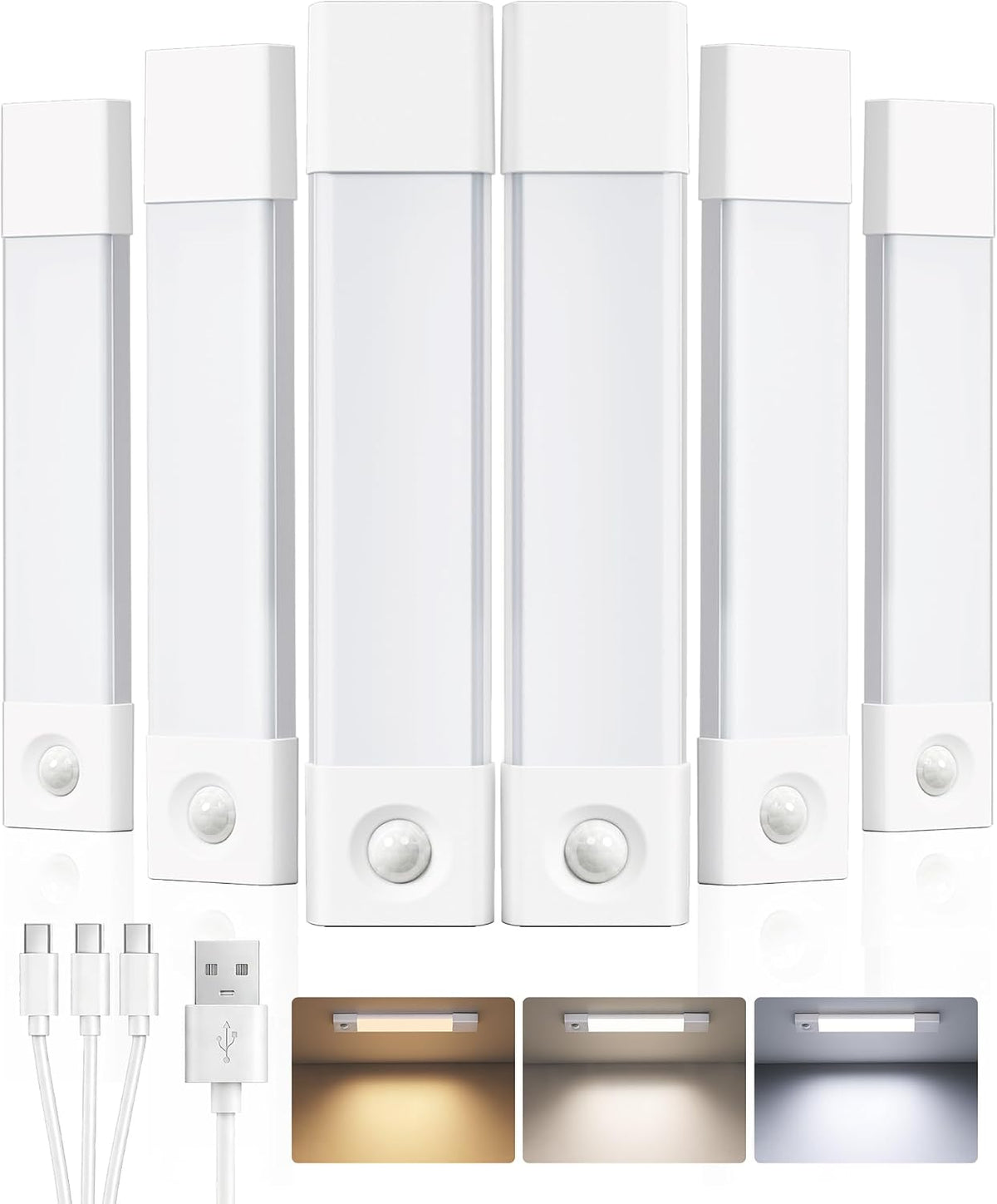 EZVALO 8'' Motion Sensor Closet Lights,Under Cabinet Lighting, 6 Pack