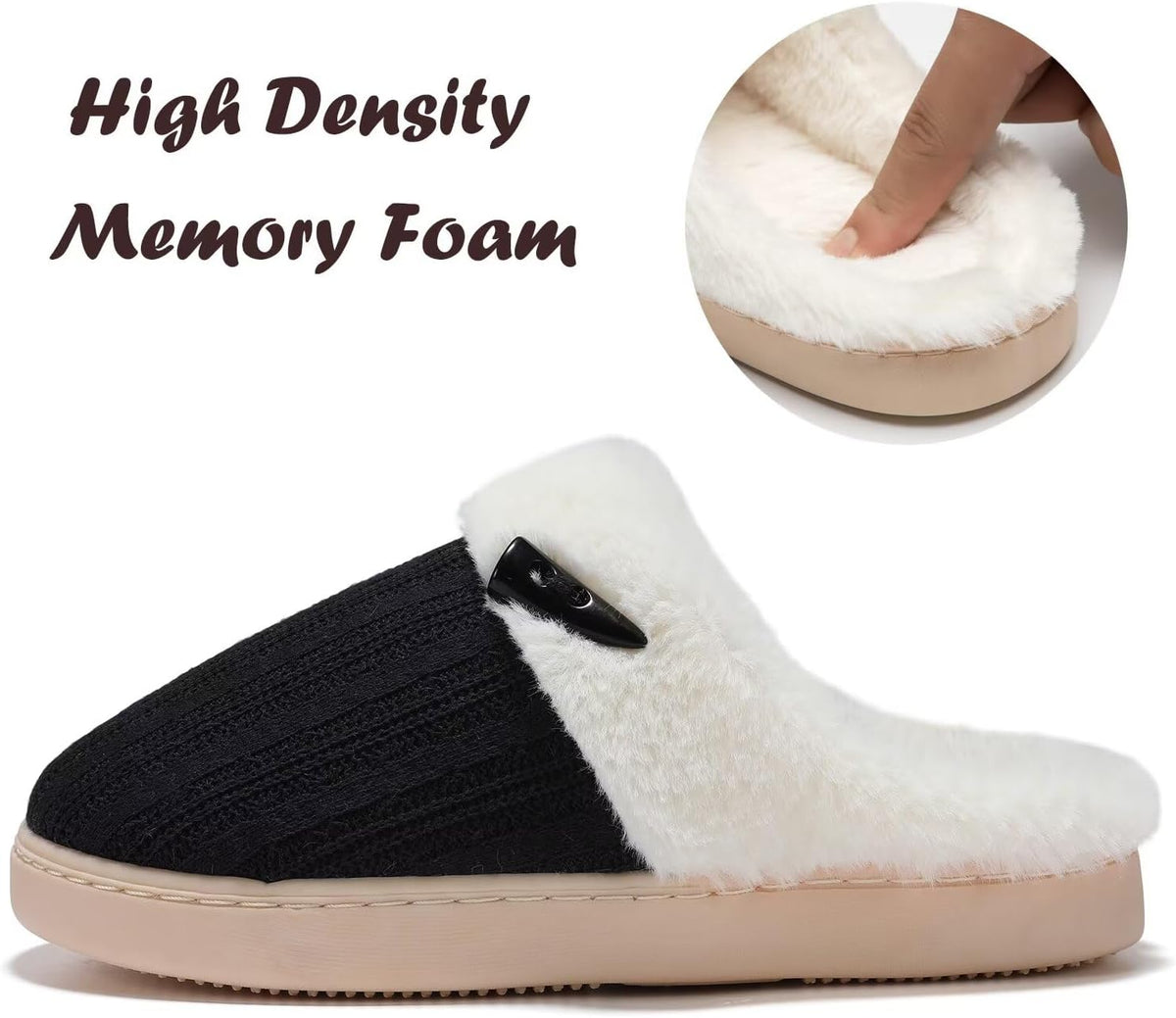 NineCiFun Women's Slip on Fuzzy Slippers Memory Foam House Slippers Outdoor Indoor Warm Plush Bedroom Shoes Scuff with Faux Fur Lining