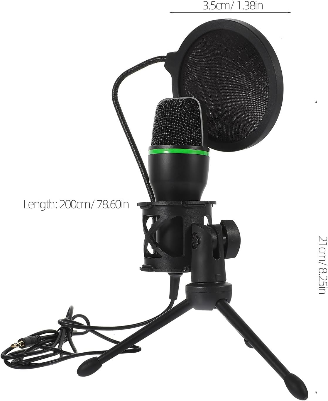 USB Gaming Condenser Microphone Noise Reduction Desktop Computer Mic with Black Pop Filter Kit for Streaming Recording and Gaming