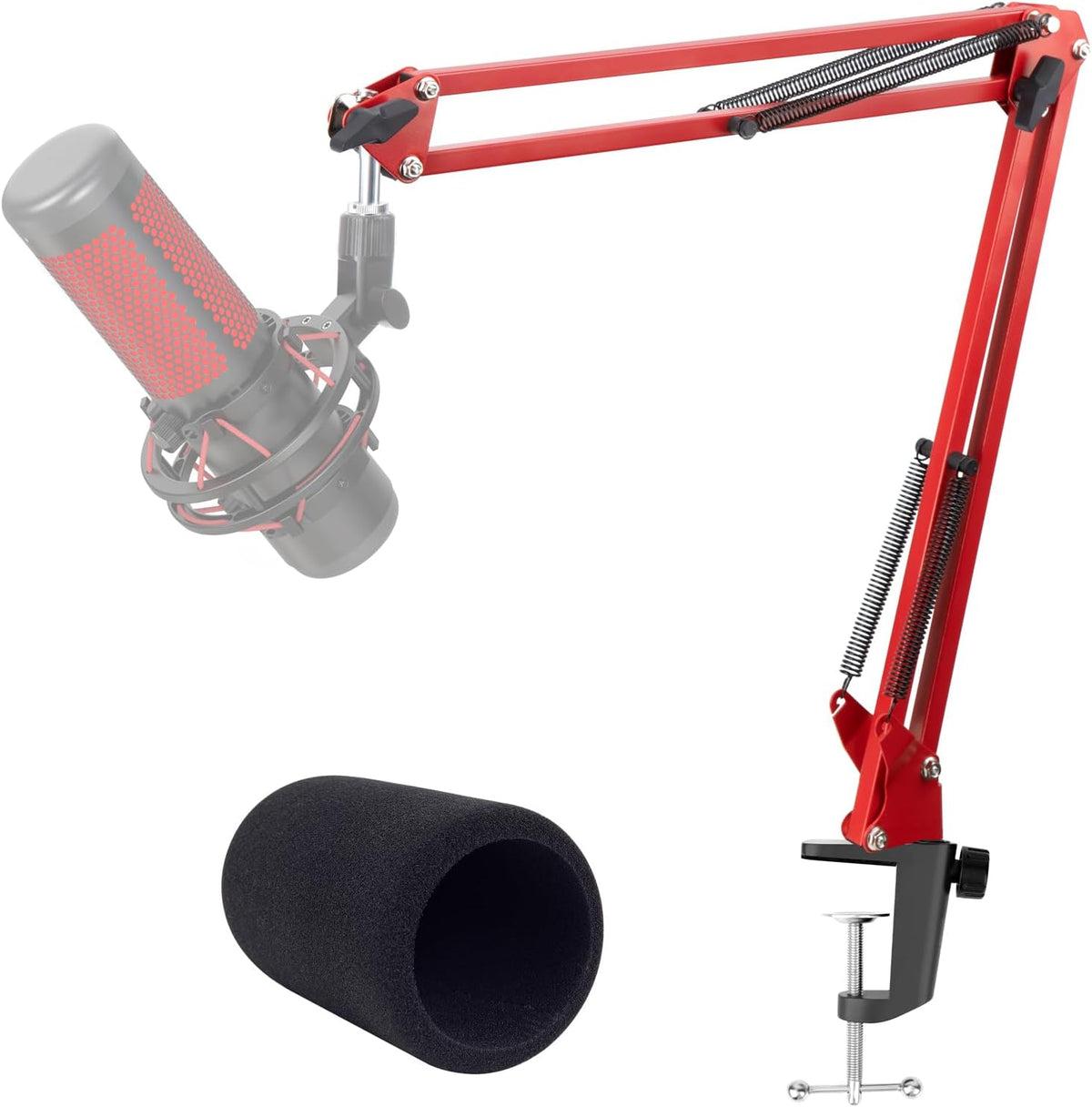 Red Mic Arm Compatible with HyperX QuadCast S - Premium QuadCast S Microphone Boom Arm for Gaming, Streaming by YOUSHARES, NB35