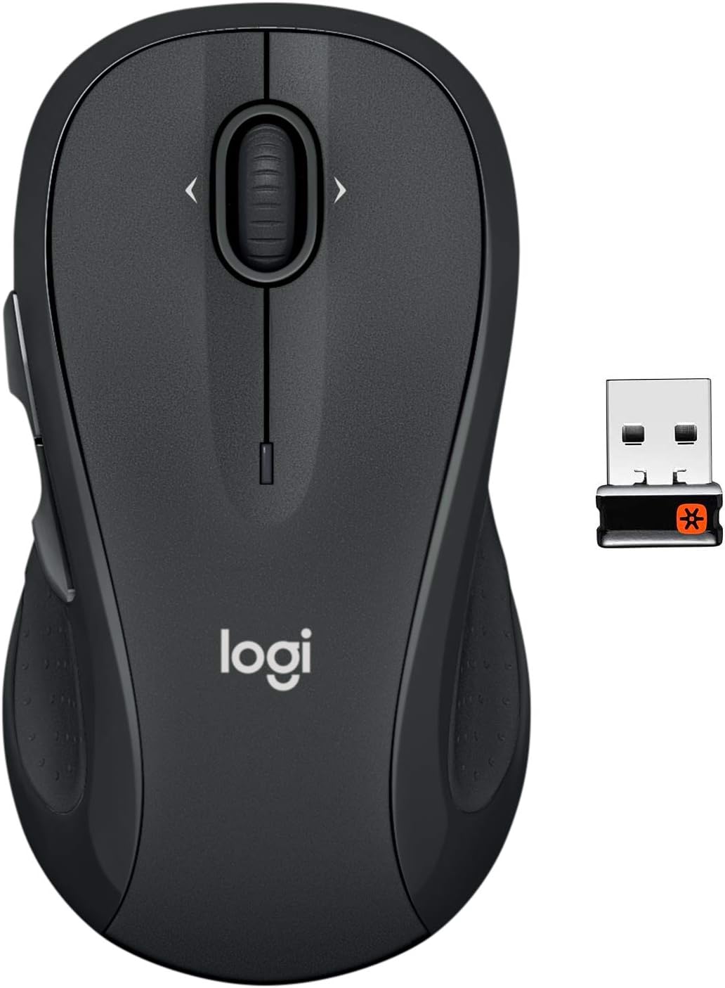 Logitech M510 Full Size Ambidextrous 2.4 GHz Wireless Mouse | 2.4 GHz USB-A Nano Receiver, tilt-to-scroll function, 2-year battery life, Windows Mac Linux compatible, certified for Chrome