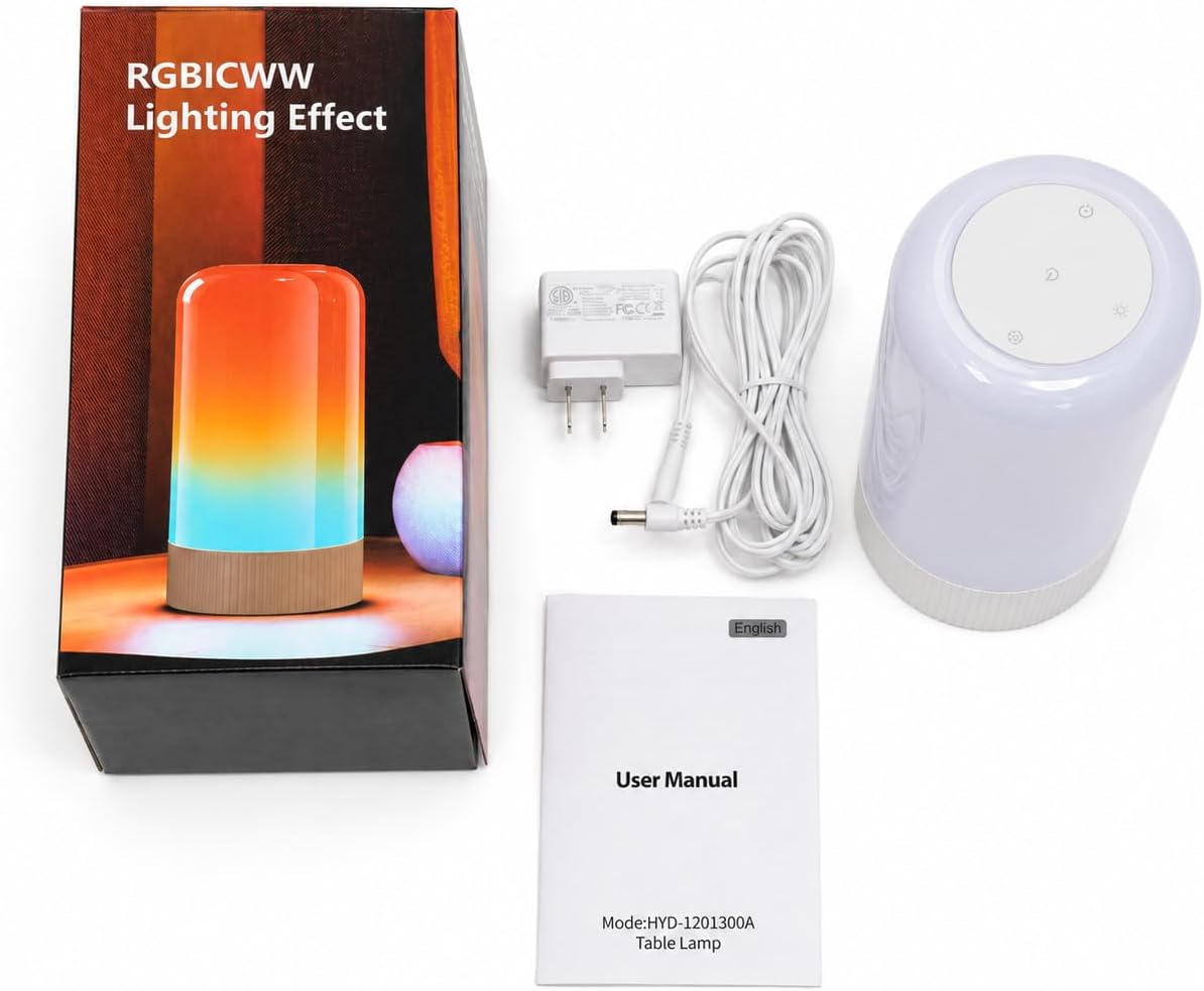 RGBICWW Smart Table Lamp, Touch Bedside Lamp with App Control, LED Desk Lamp with Music Sync, 30+ Scenes &amp; 16M Colors, Color Changing Lamp for Bedroom Living Room Gaming Dimmable Night Light, White