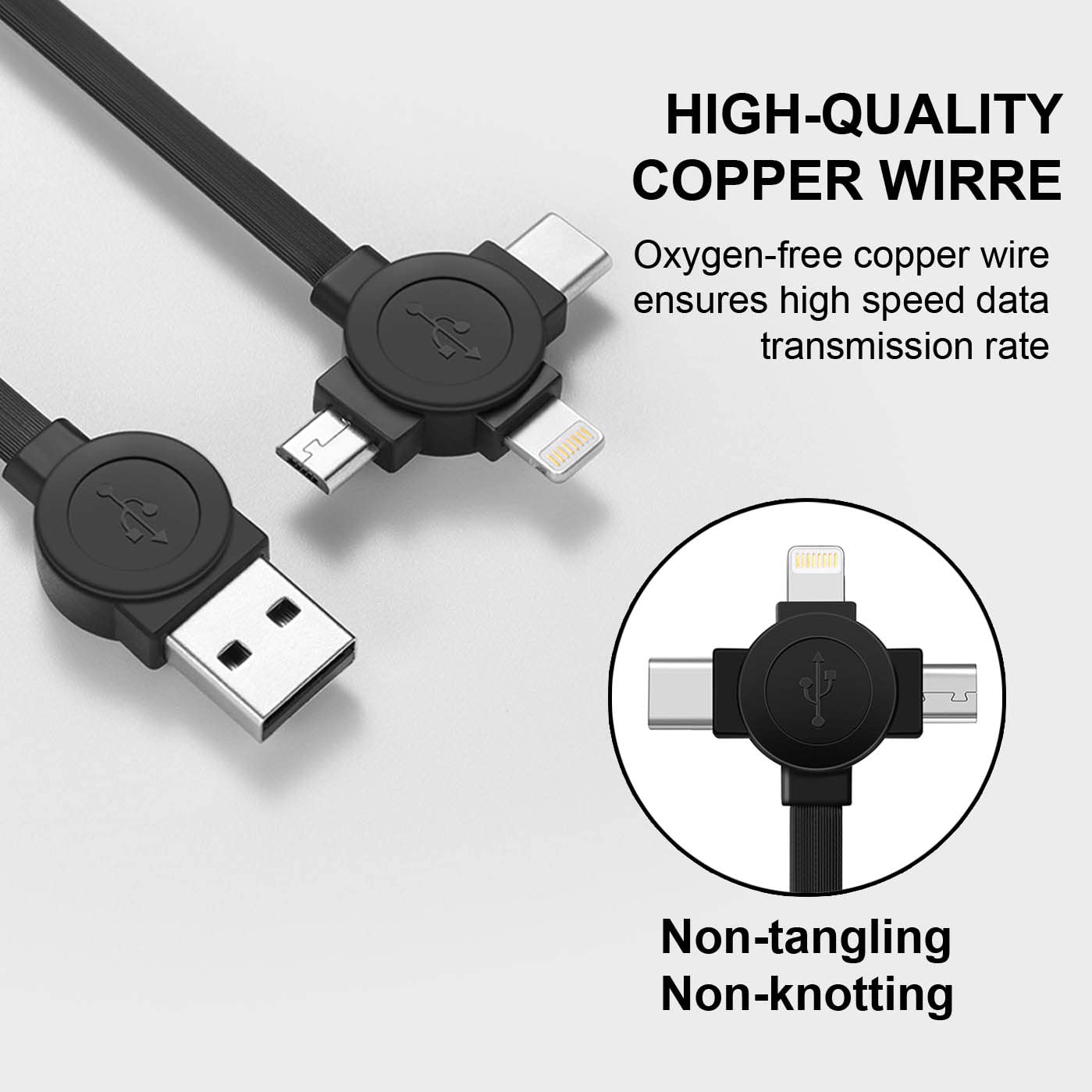 3 in 1 Retractable Multi Charging Cable, Fast Charging Cord, 2Pack,3.3Ft | USB Cable Phone Multiple Charger with USB C/Lightning/Micro, Travel Car Accessories for iPhone 17 16 15 14/Samsung/Kindle/Car