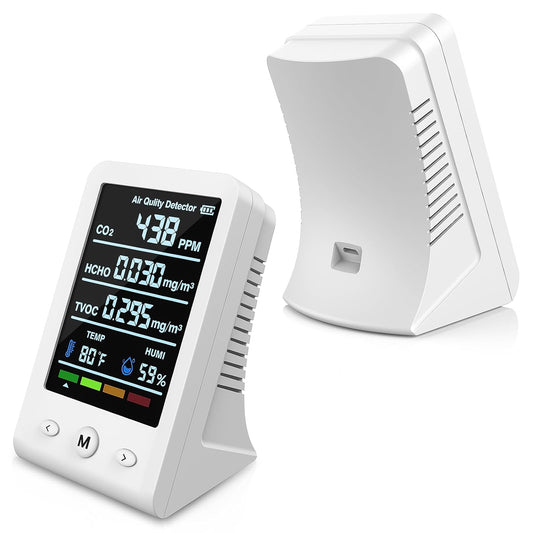 8-in-1 Indoor Air Quality Monitor, Portable Tester for Temperature, Humidity, HCHO, TVOC, Smart Sensor for Grow Tents, Bedroom, Home