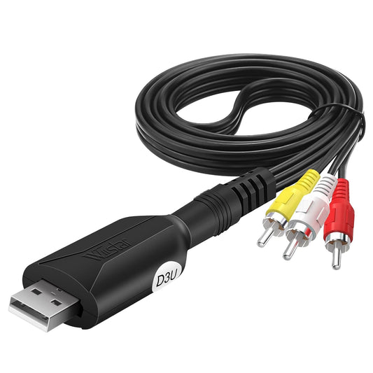 Wiistar USB Audio Video Capture Card VHS VCR to Digital Converter | RCA AV to USB Video Capture Device Cable USB 2.0 Video Capture Card Video Grabber for Windows PC