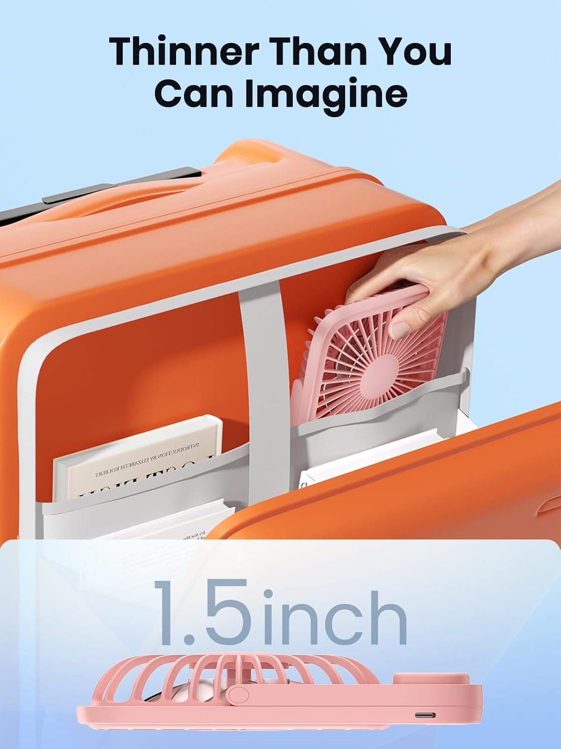 TOPK 2 Pack Portable Desk Fan 5000mAh, Quiet, Ultra-Thin | Rechargeable Fans, 4-Speed Quiet, LED Display For Office, Bedroom, Cruise & Travel