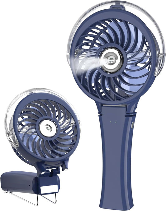 HandFan Upgraded Portable Handheld Misting Fan, Rechargeable Personal Mister Fan, Spray Water Mist Fans, Mini Cooling Hand Fans for Summer Beach Travel Concerts, Gifts for Women(Royal Blue)