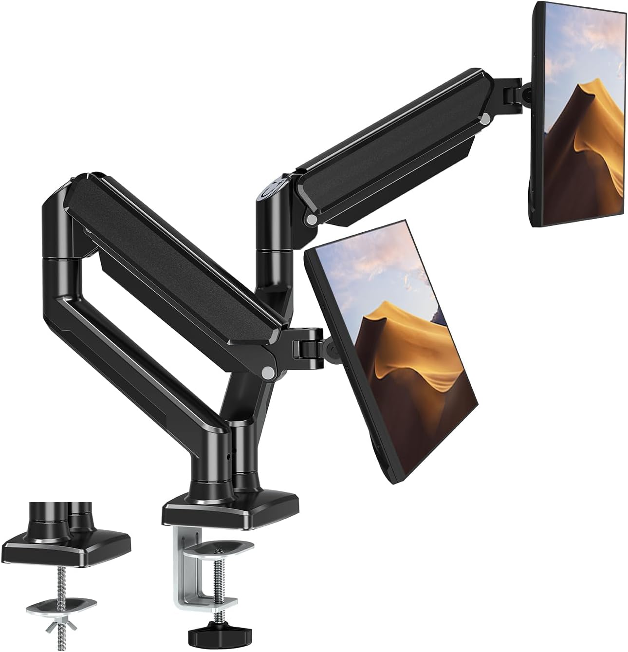 Dual Monitor Mount Fits 13-32" Computer Screen, Dual Monitor Arm | Hold 4.4-19.8lbs Each, Full Motion Monitor Desk Mounts for 2 Monitors, Gas Spring Monitor Stand, VESA Mount