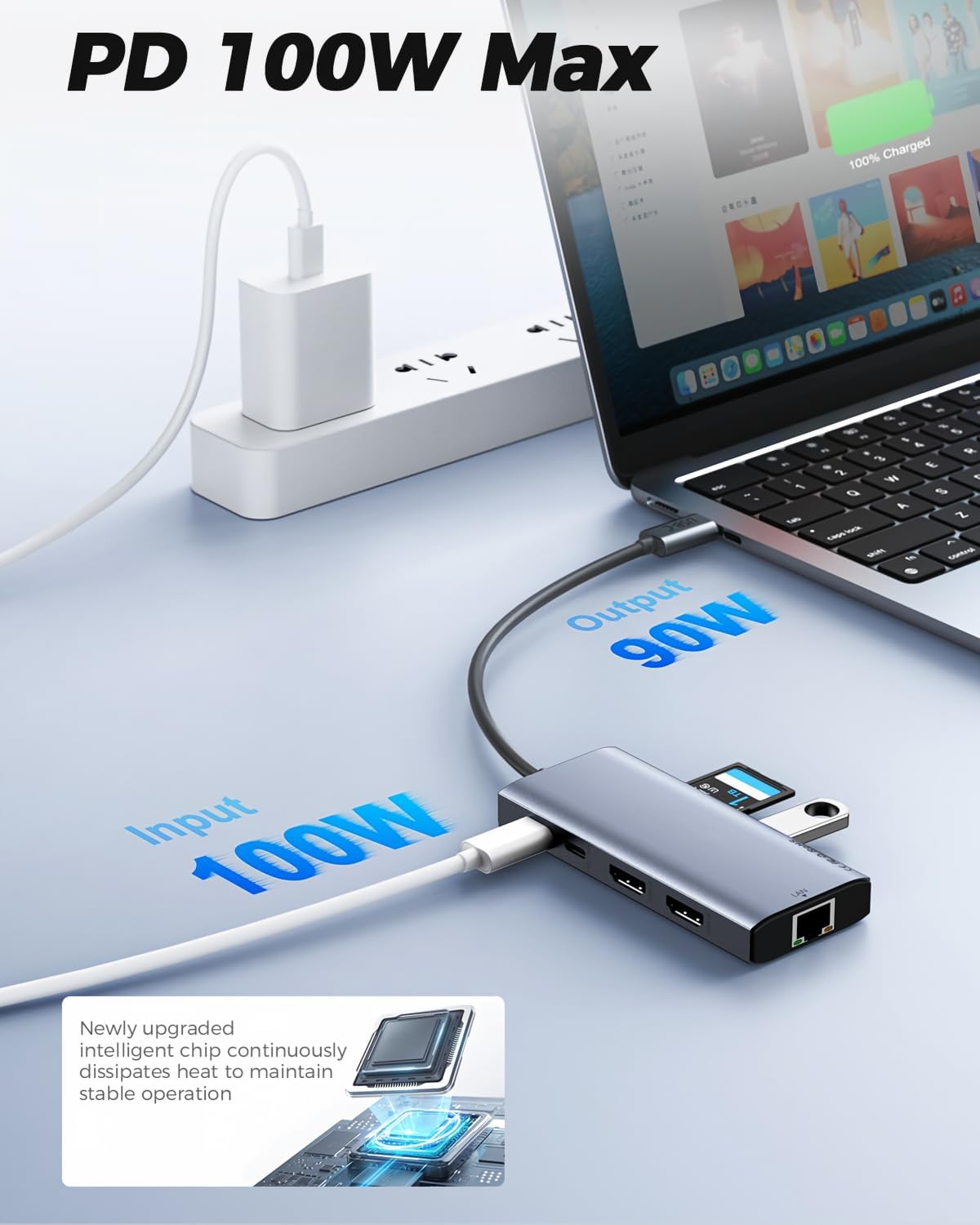USB C Laptop Docking Station Dual HDMI Monitor 10in1 Dongle Type-C Hub Dock