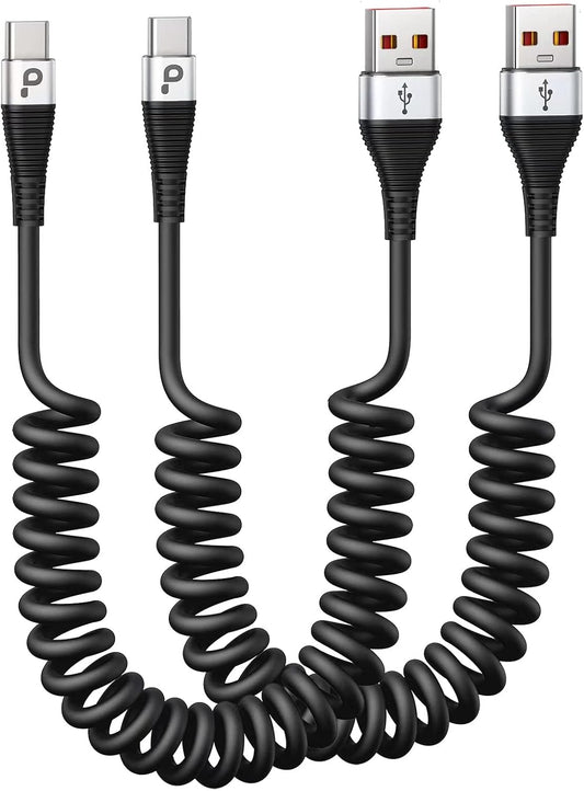 USB C Cable Fast Charging, 2Pack 3ft Coiled USB A to Type C Charge Cord for | Car USB-C Charging Cable Compatible with iPhone 17/16/15/Samsung Galaxy S20 S10 S9 S8 Plus Note 10 and More USB C Devices