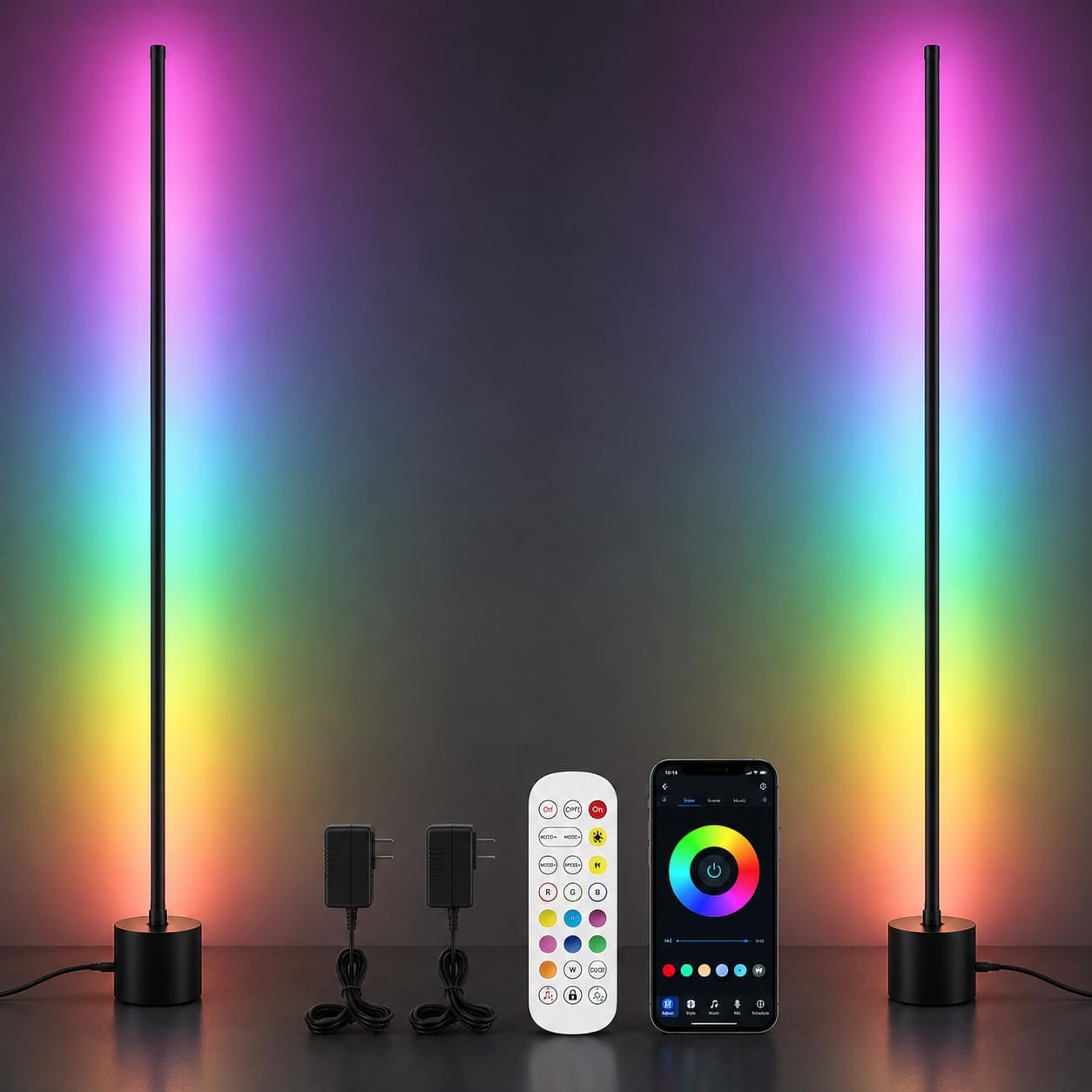 RGB Corner Floor Lamp for Gaming Room, APP Control