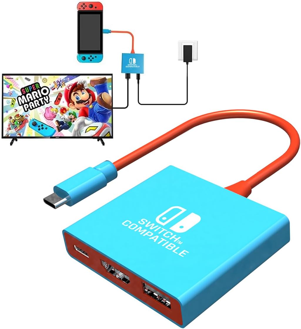 pdobq Switch Dock Switch Docking Station for Nintendo, Portable Switch2 TV Adapter Support 4K/60HZ TV Mode Compatible Steam Deck/Switch OLED, Travel Dock with HDMI2.0 USB3.0 Port