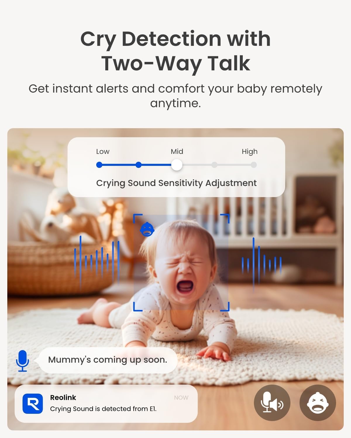 REOLINK 4MP 2K Indoor Camera E1, Plug-in WiFi 6 Security Camera | 360 Degree Pet Camera with Phone app, Baby Monitor with Person/Pet/Cry Detection, Night Vision, 2-Way Talk, Local Storage