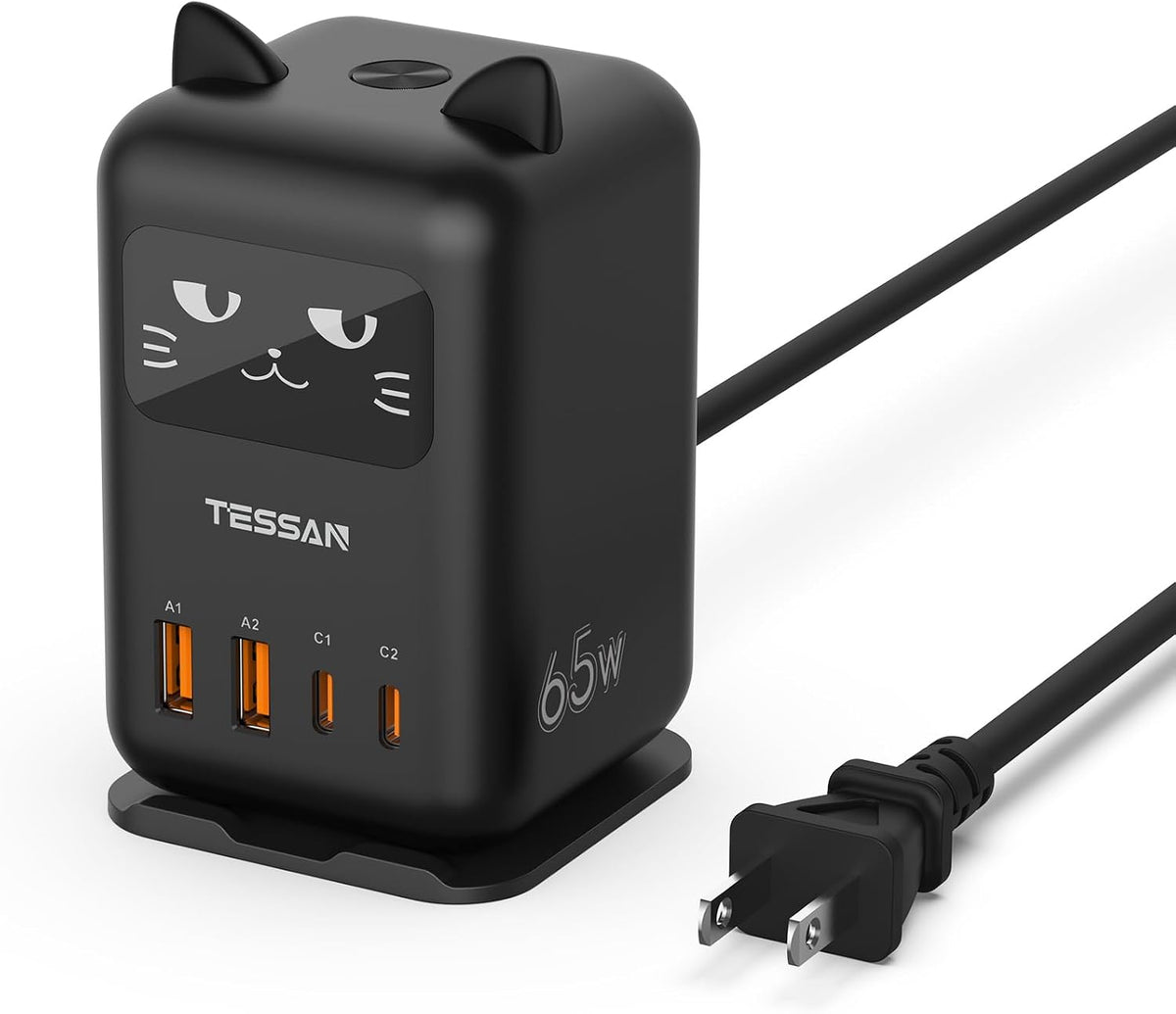 USB C Charger Block PD 65W, TESSAN Charging Station for Multiple Devices | Desktop Tower Charger with 4 USB Ports for iPhone 17/16/15, MacBook, Tablet, Office Home Dormroom, White