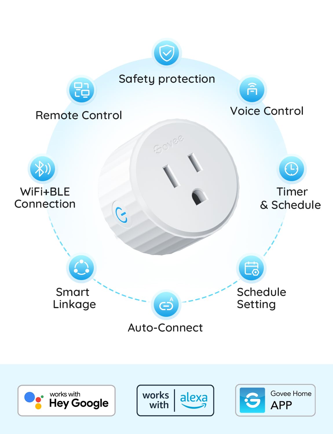 Govee Smart Plug, WiFi Plugs Work with Alexa & Google Assistant, Smart Outlet with Timer & Group Controller, WiFi Outlet for Home, No Hub Required, ETL & FCC Certified, 2.4G WiFi Only, 2 Pack