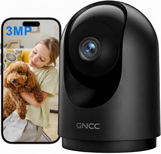 GNCC Indoor Security Camera, 2K Cameras for Home Security with Motion Detection, Baby/Pet Camera with Phone App, Night Vision, 2-Way Audio, TF/Cloud Storage, Works with Alexa & Google Home, 2.4G WiFi