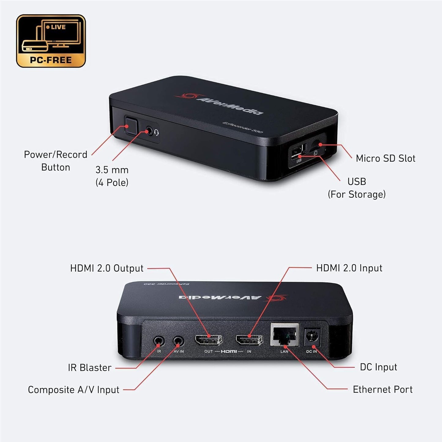 AVerMedia EZRecorder 330G - 4K Pass-Through and 1080p60 Video Recording, DVR with HDMI Capture, Digital Converter, Schedule Recording, No PC Required (ER330G)