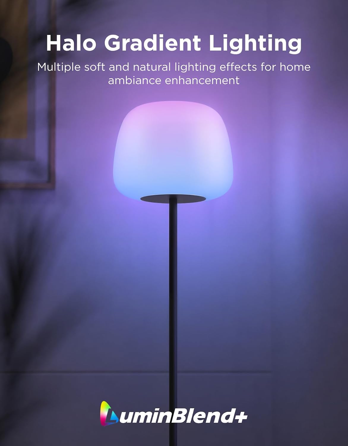 Govee Lantern Floor Lamp, Halo Gradient RGBIC Smart Corner Lamp for Bedroom | LuminBlend+, 1000K-10000K, Matter Compatible, 100+ Scene Modes, Music Sync, 1400lm, Modern Floor Lamps for Living Room, Black