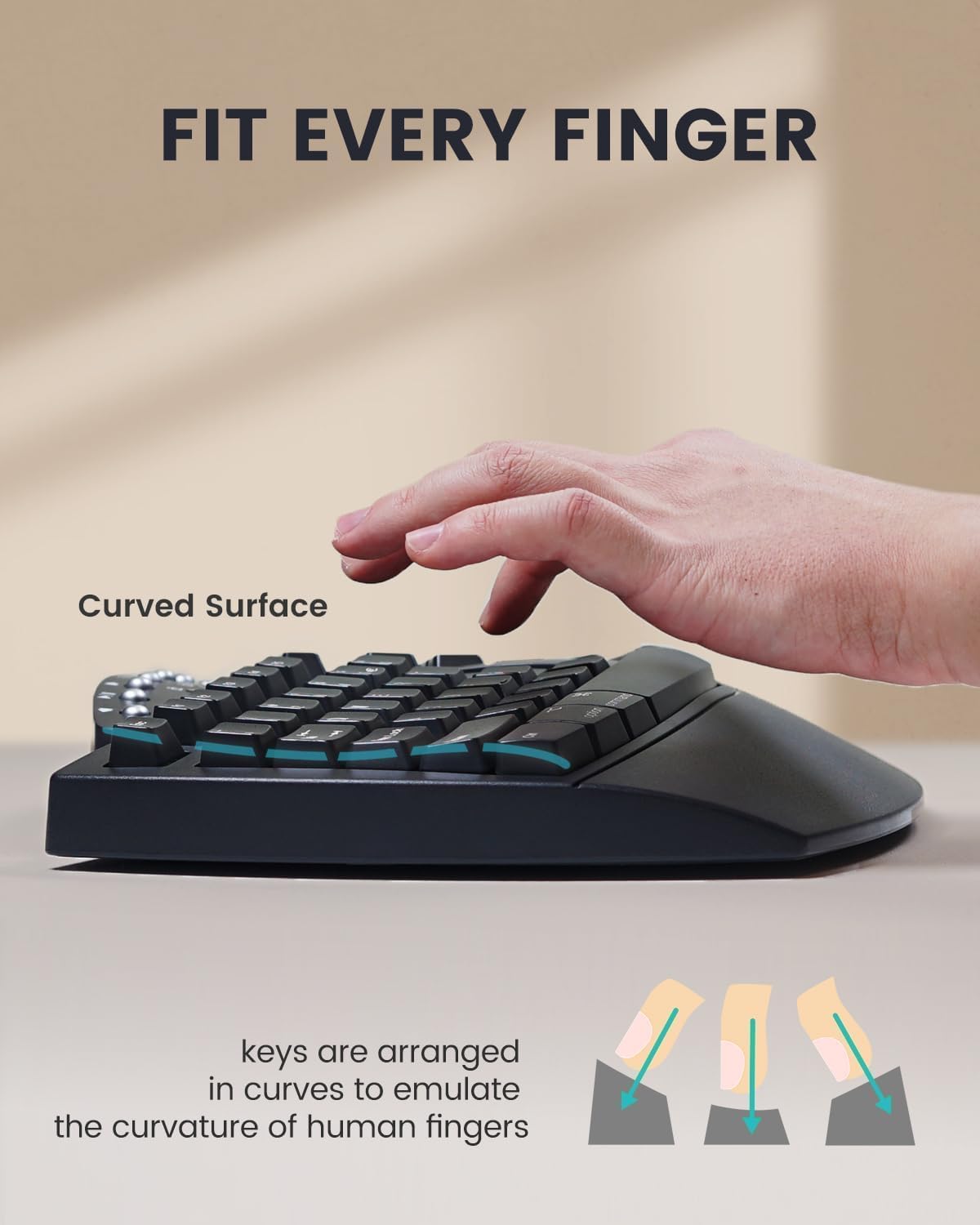 Perixx PERIBOARD-512B Wired Ergonomic Keyboard - Split Keyboard, Wrist Rest, Natural Typing - Wired USB Connectivity - US English - Black
