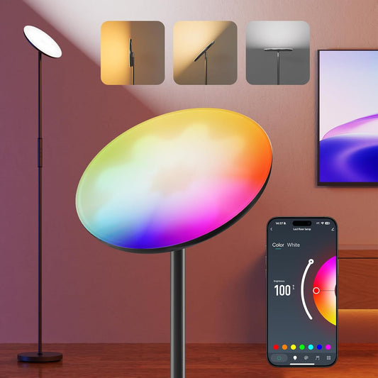 Floor Lamp, RGBWW Smart Standing Lamps for Living Room, App & Voice Control